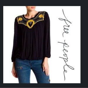 NWT Free People Begonia Embroidered Top SZ L